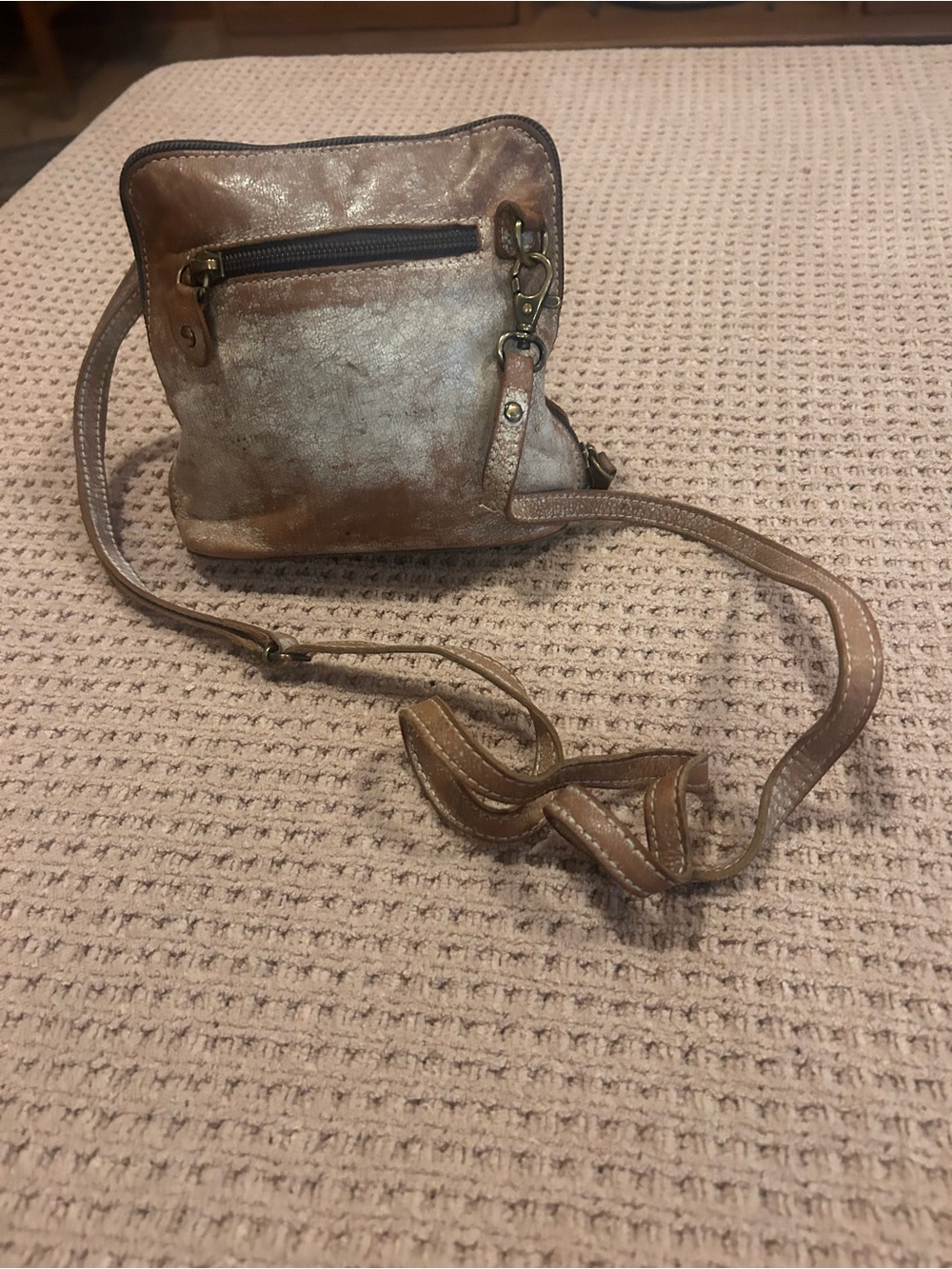 Bed Stu Shimmery Bronze Leather Crossbody Bag